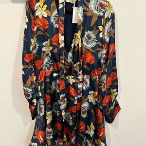 Long sleeve satin dress
